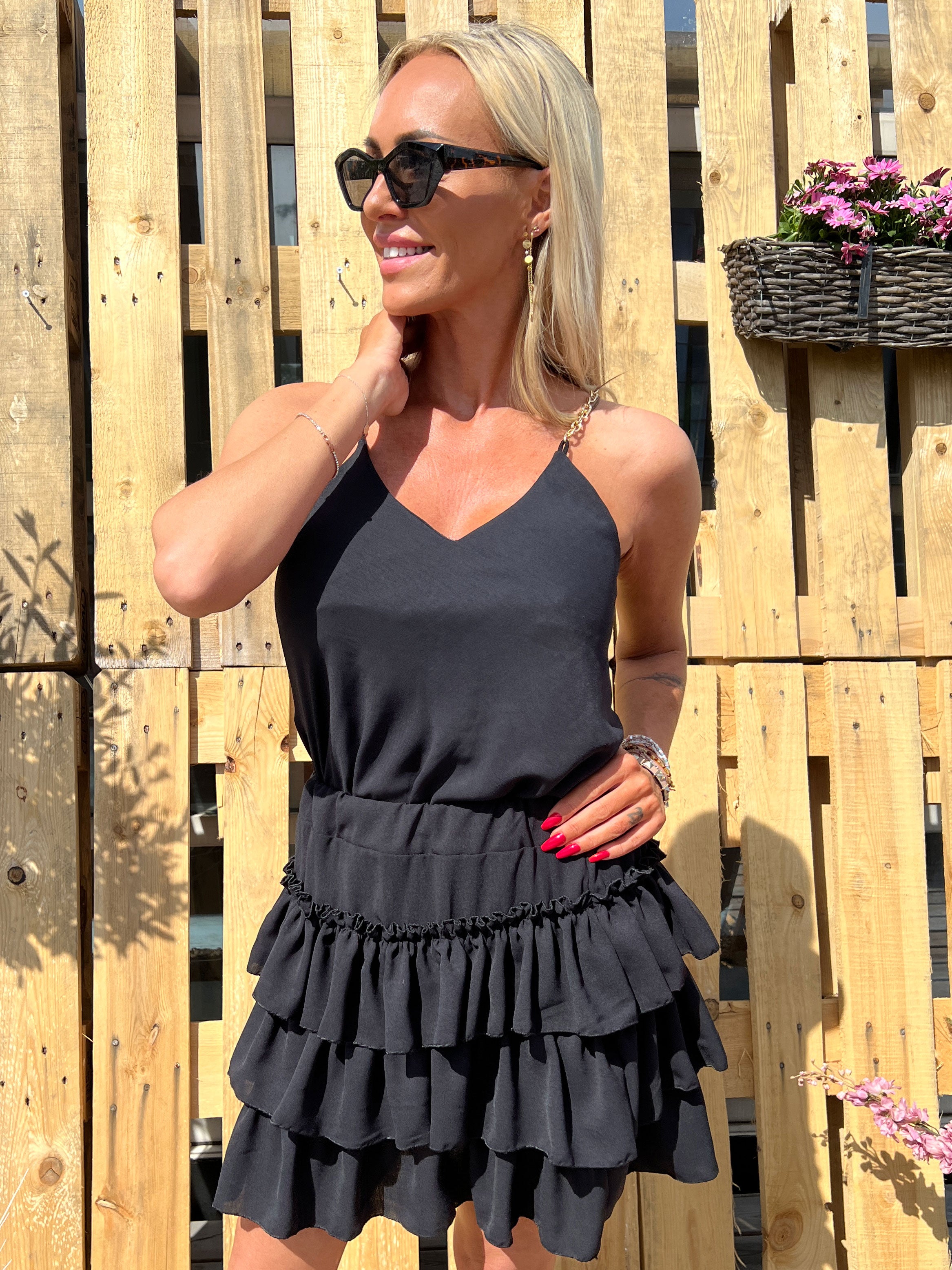 Nina - Flæsenederdel med elastikkant